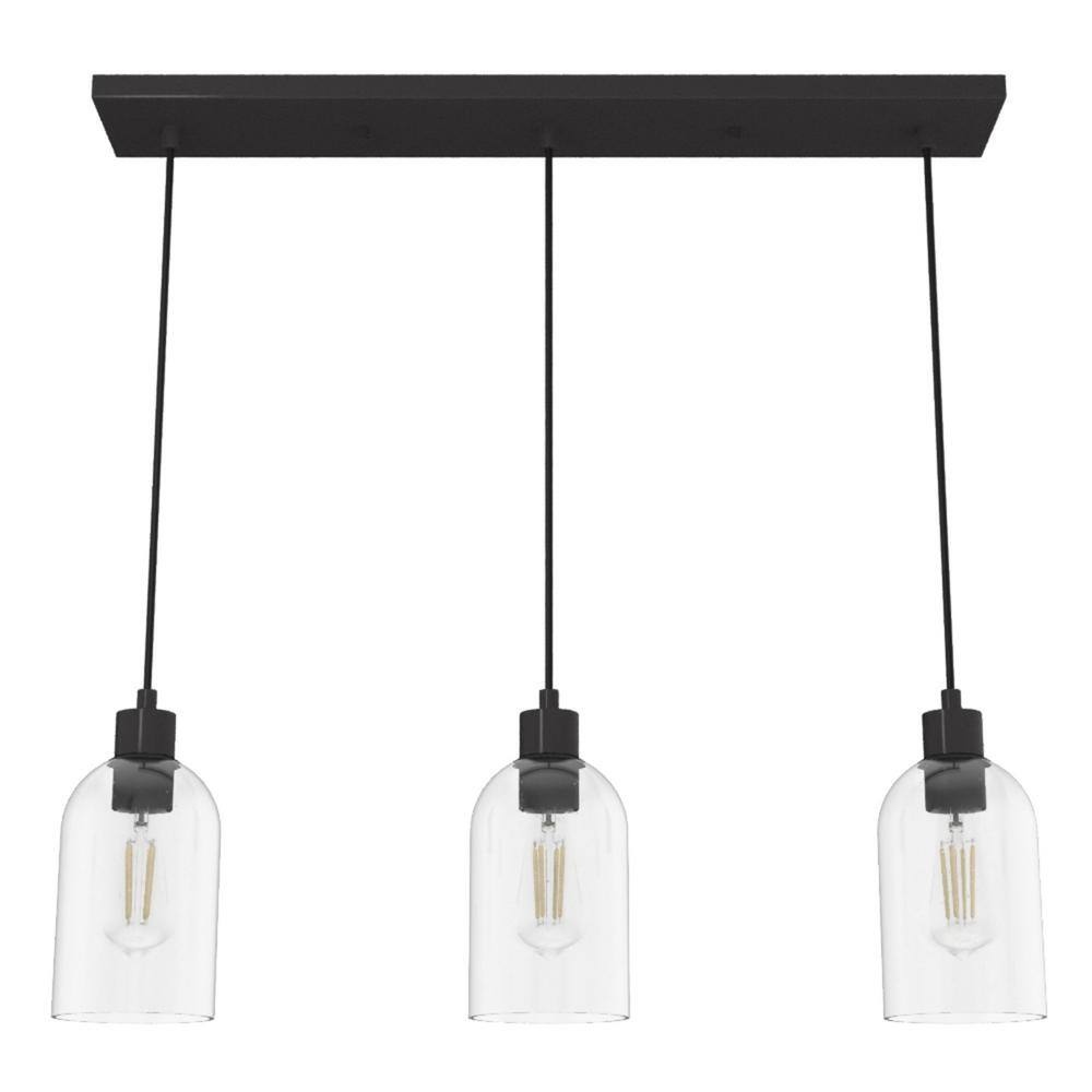 Hunter Lochemeade 3 Light Noble Bronze Shaded Chandelier with Clear Seeded Glass Shades Kitchen Light
