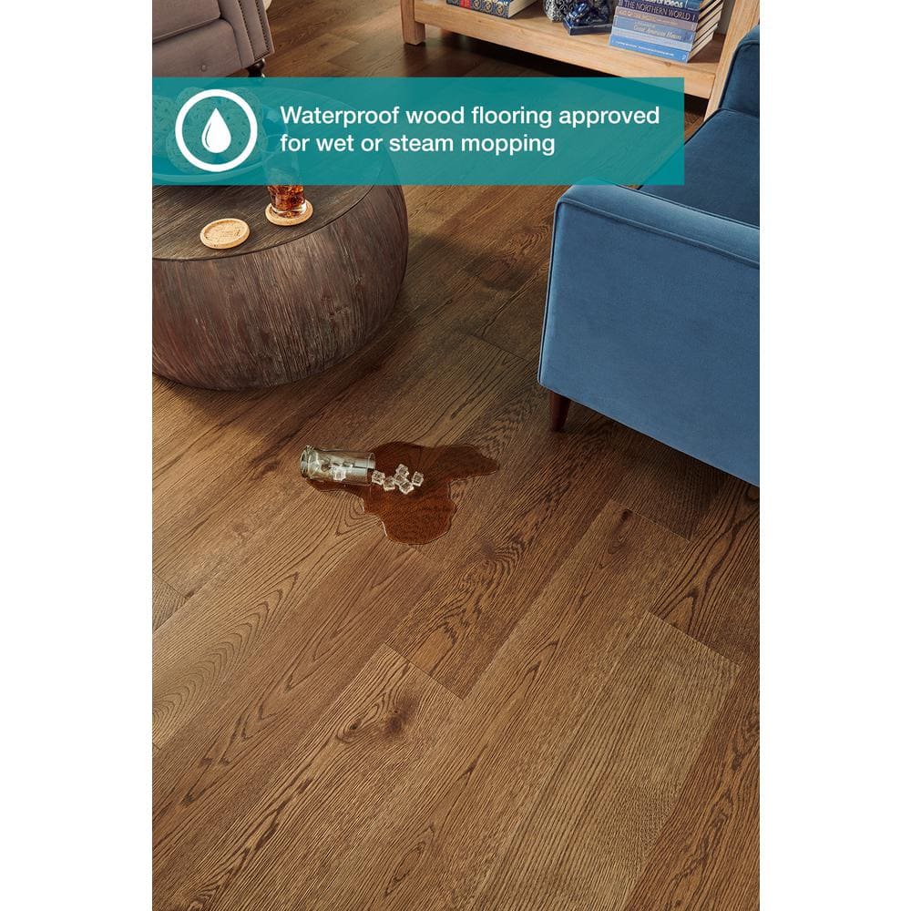 Pergo Defense+ Norwood Oak 3/8 in. T x 7.5 in. W Click Lock Distressed Engineered Hardwood Flooring (24.5 sq.ft./case)