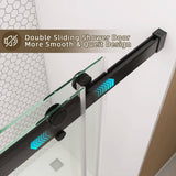 NTQ 60 in. W x 79 in. H Soft-Close Frameless Double Sliding Alcove Glass Shower Door in Matte Black 3/8 in. Tempered Glass