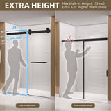 NTQ 60 in. W x 79 in. H Soft-Close Frameless Double Sliding Alcove Glass Shower Door in Matte Black 3/8 in. Tempered Glass