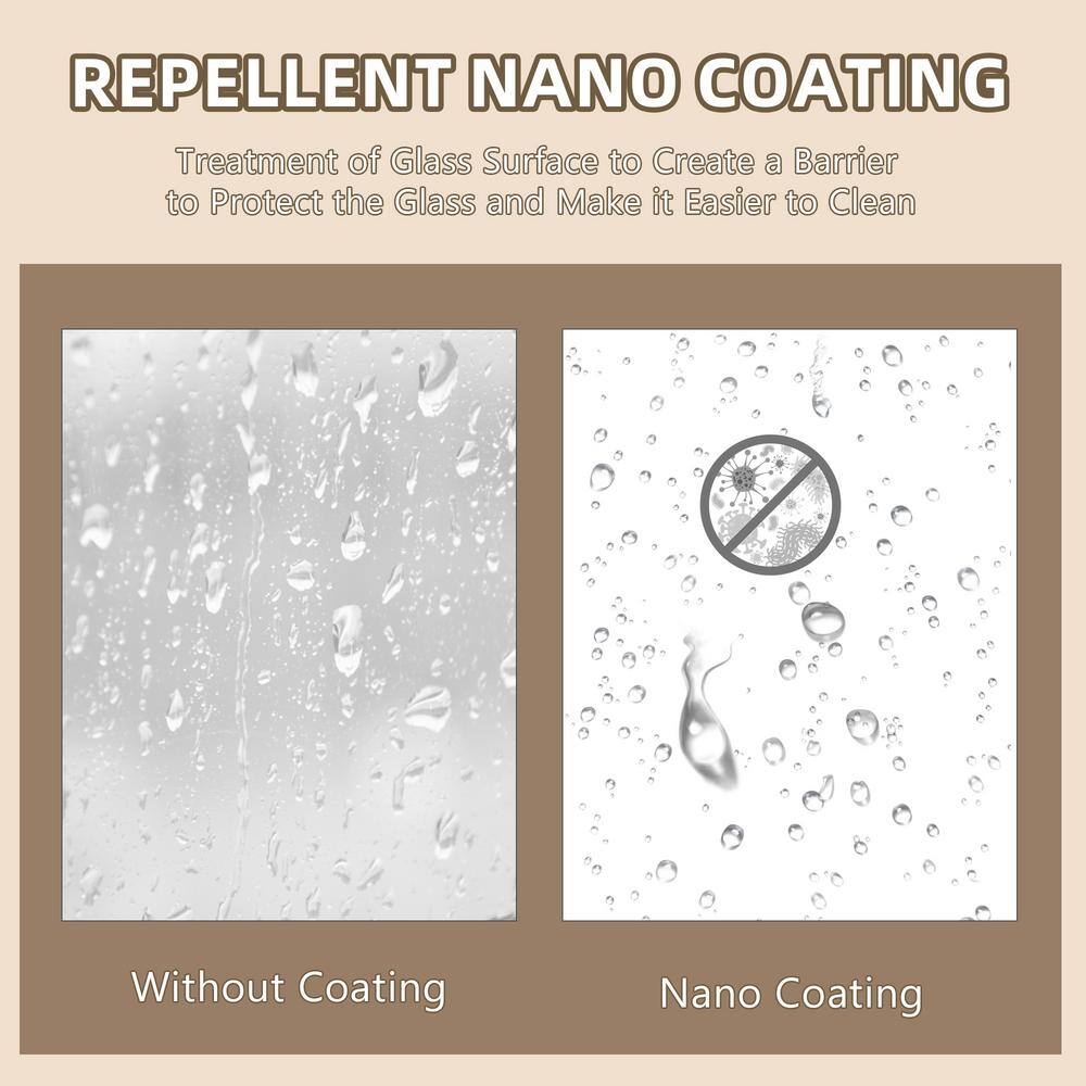 NTQ 60 in. W x 79 in. H Soft-Close Frameless Double Sliding Alcove Glass Shower Door in Matte Black 3/8 in. Tempered Glass