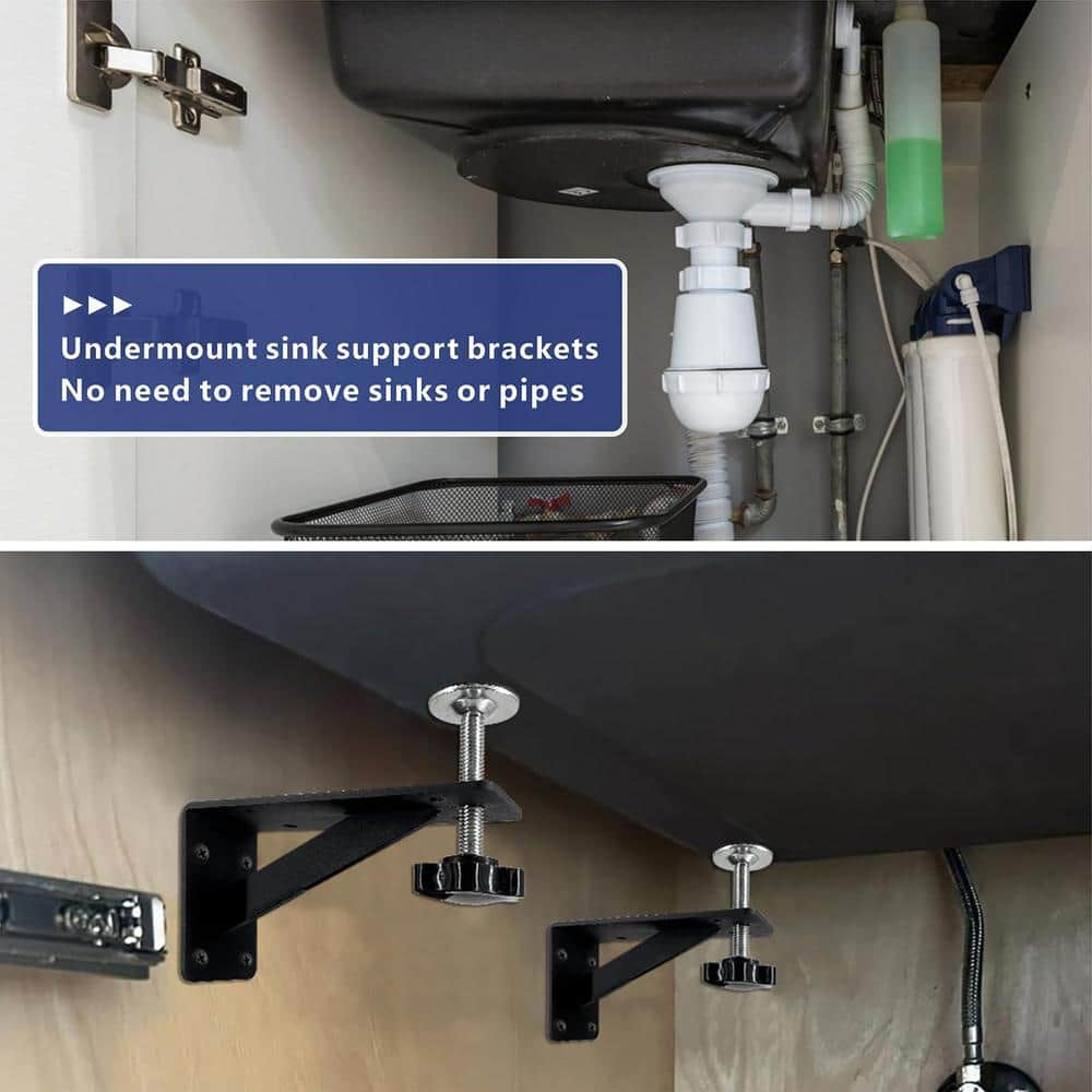 Numhew Undermount Sink Brackets 4-Pack - Adjustable Rust-Resistant Support Kit