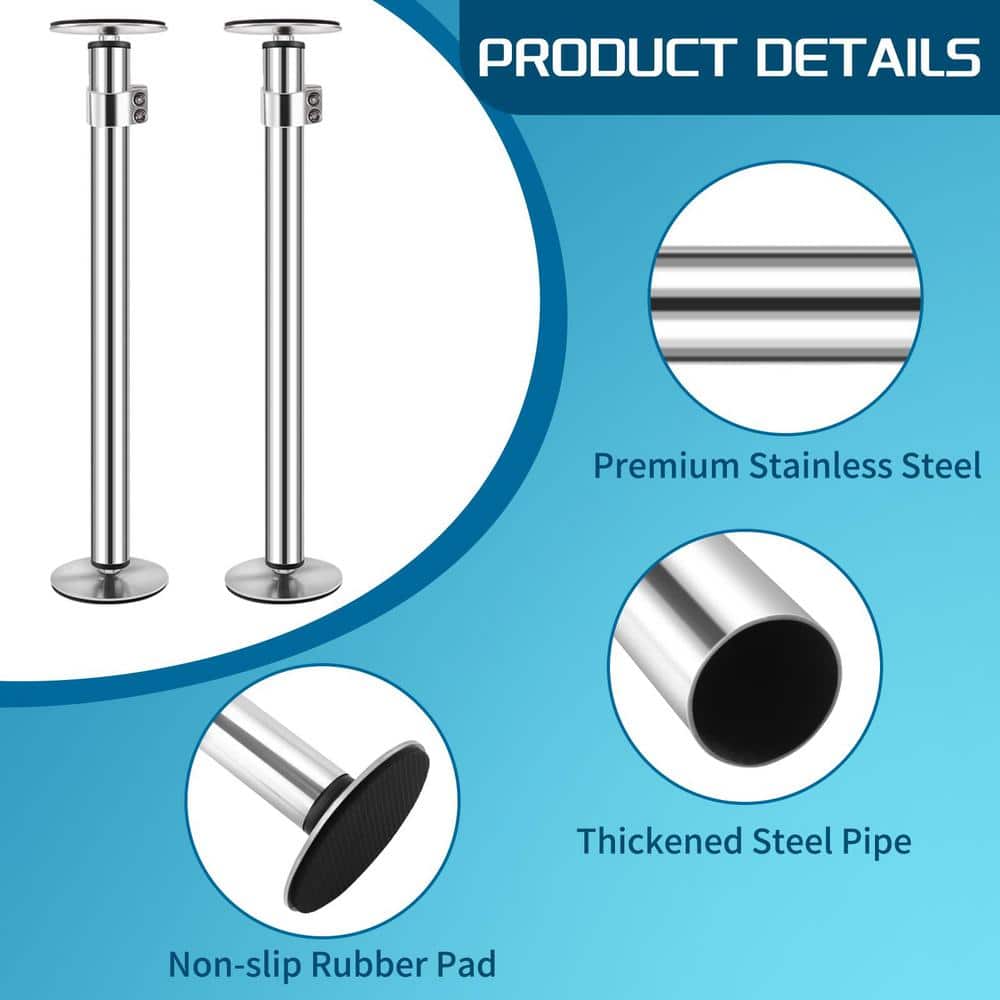 Numhew Adjustable Stainless Steel Undermount Sink Brackets Support Pole (2-Pack)