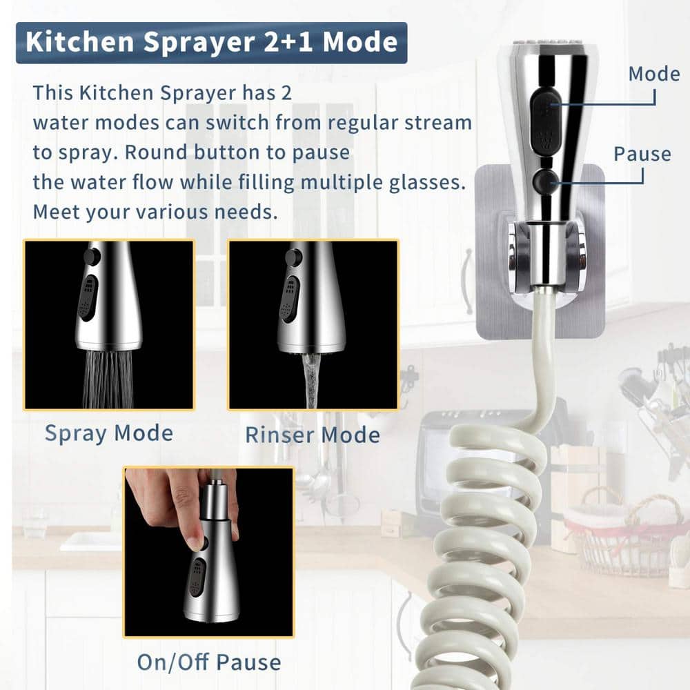 Numhew Kitchen Sink Sprayer Hose Attachment with Flexible Recoil Hose