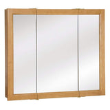 Design House Richland 36 in. W x 30 in. H x 4-4/5 in. D Framed Tri-View Surface-Mount Bathroom Medicine Cabinet in Nutmeg Oak