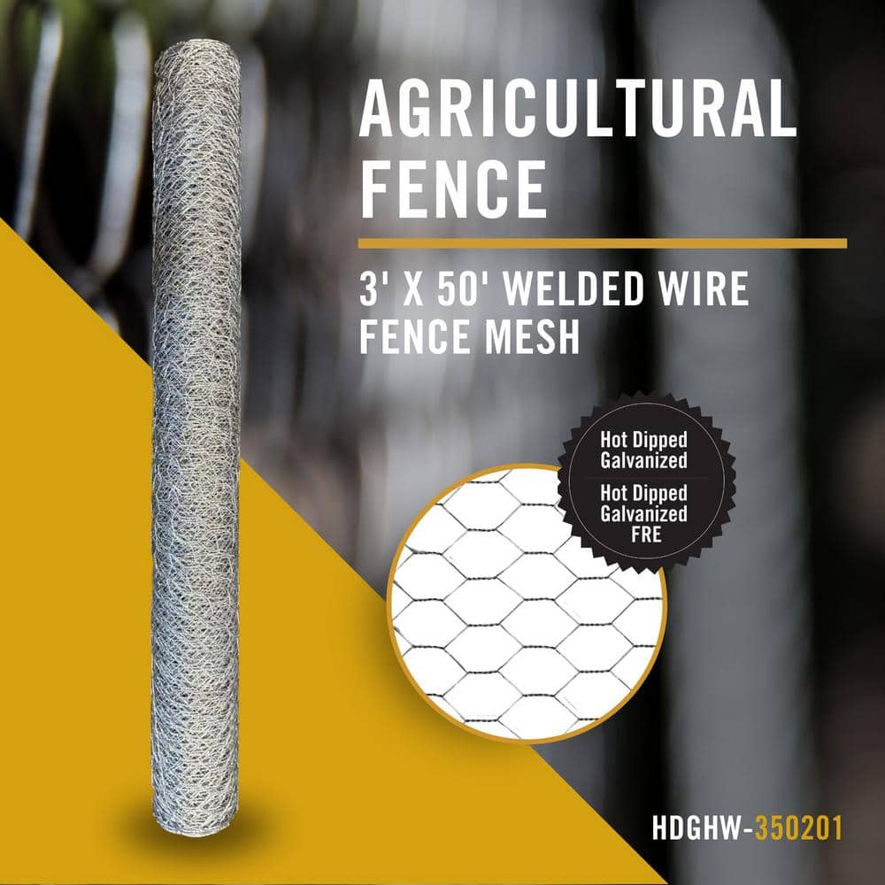 NUVO IRON Poultry Netting 3 ft. x 50 ft., 1 in. Hexagonal Mesh, 20-Gauge Hot Dipped Galvanized Steel