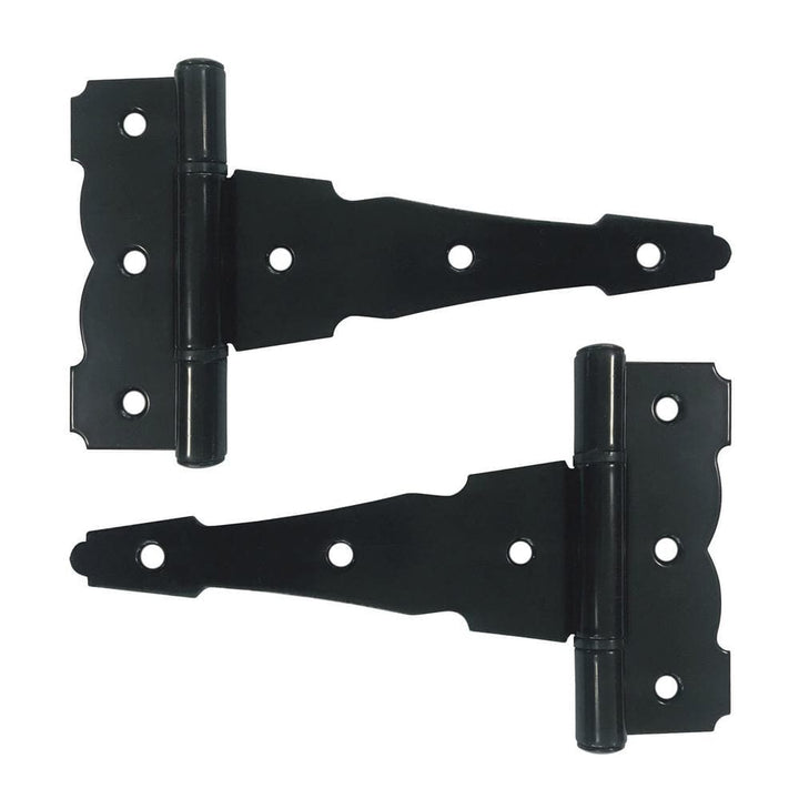 NUVO IRON 6 in. x 10.5 in. Black Galvanized Steel Tee Hinge (2-Pack)