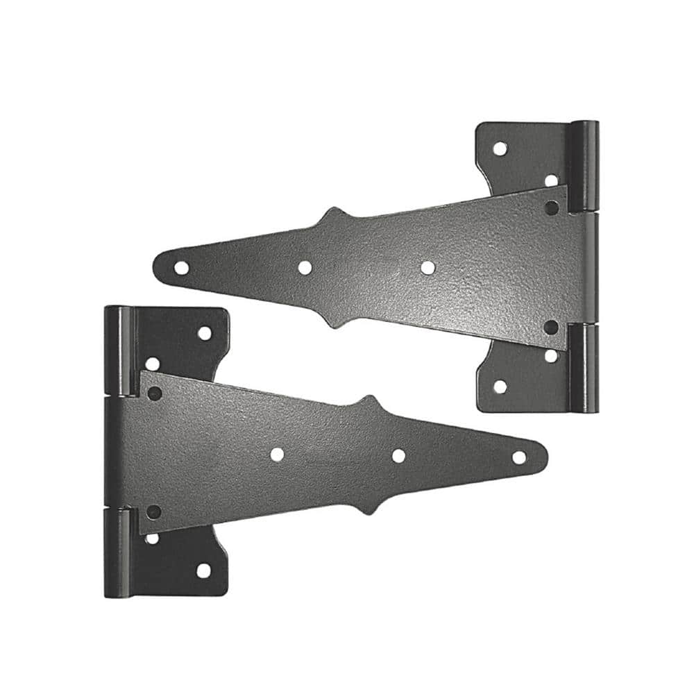 NUVO IRON 8 in. x 8 in. Black Galvanized Steel Tee Hinge (2-Pack)
