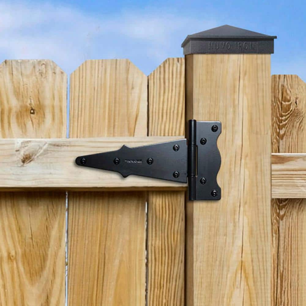NUVO IRON 8 in. x 8 in. Black Galvanized Steel Tee Hinge (2-Pack)