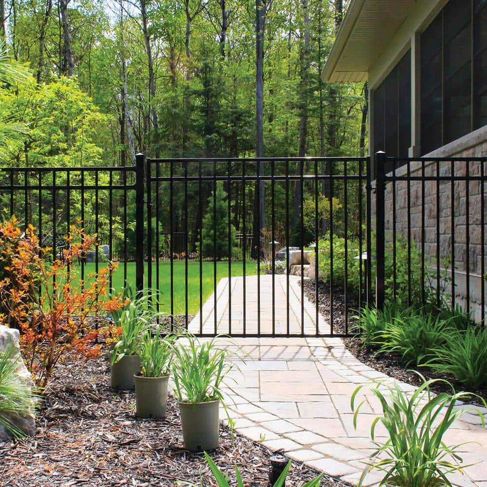 NUVO IRON Legacy Collection Powder Coated Black Galvanized Steel Universal Brackets for Fence Panels