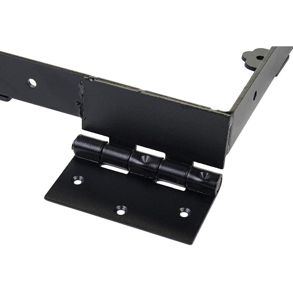 NUVO IRON Black Galvenized Steel Gate Corner Frame Brace and Hinge Kit (8-Piece)