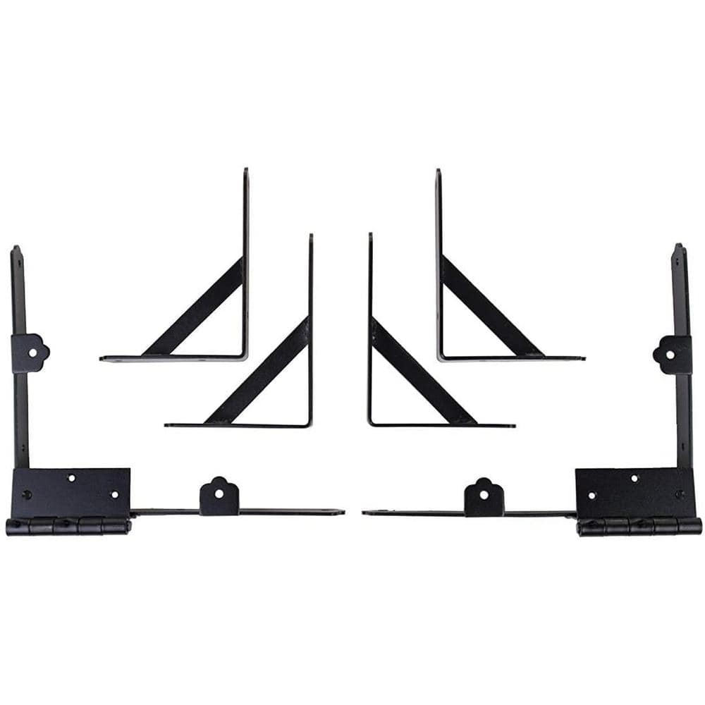 NUVO IRON Black Galvenized Steel Gate Corner Frame Brace and Hinge Kit (8-Piece)
