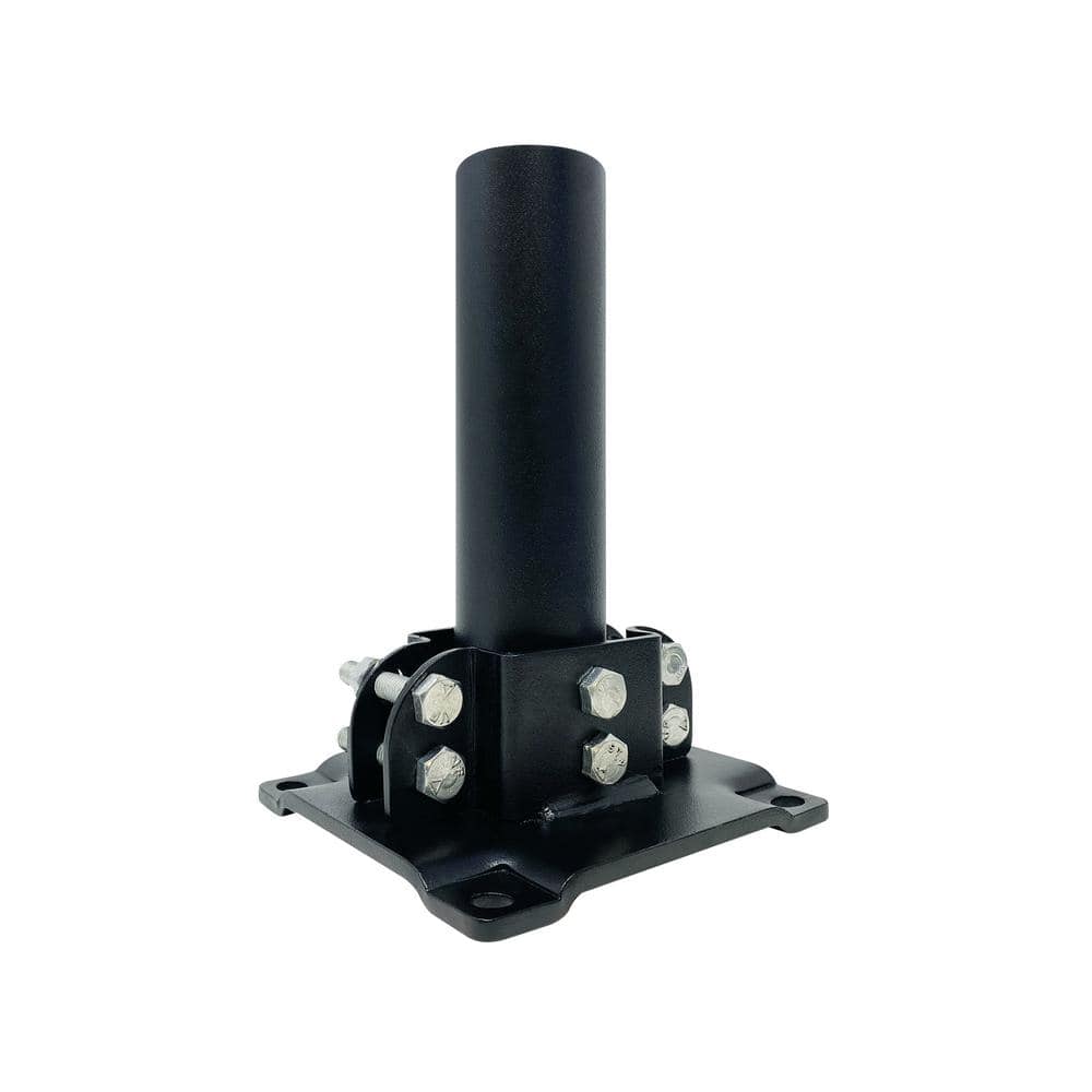 NUVO IRON Legacy Collection Powder Coated Textured Black Galvanized Steel Post on Plate with Post Base and Cover