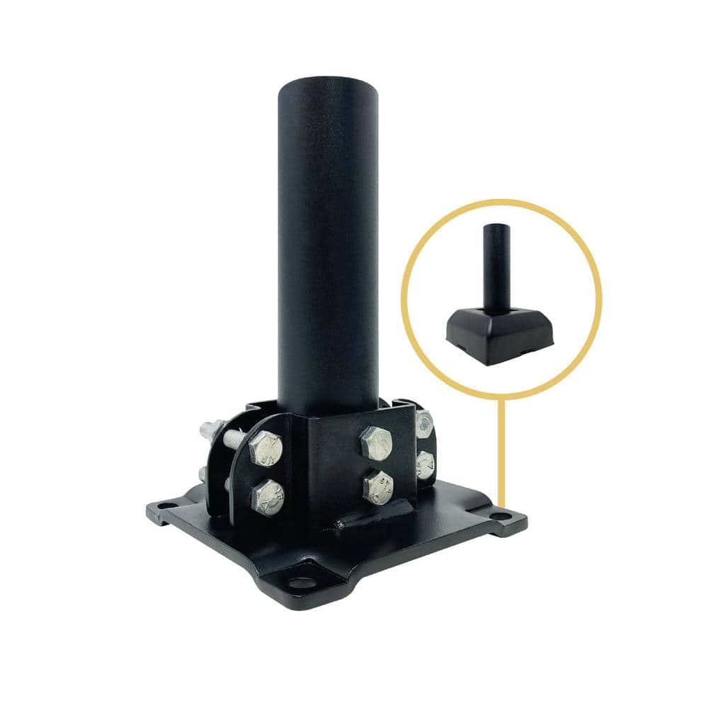 NUVO IRON Legacy Collection Powder Coated Textured Black Galvanized Steel Post on Plate with Post Base and Cover