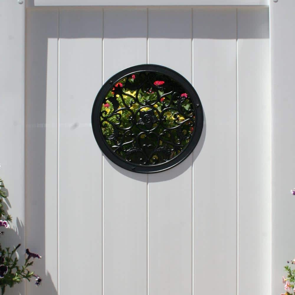 NUVO IRON EZ Install 6-Standard Fence Board Arched Pro Gate Frame with One 15 in. Dia Round Gate Insert