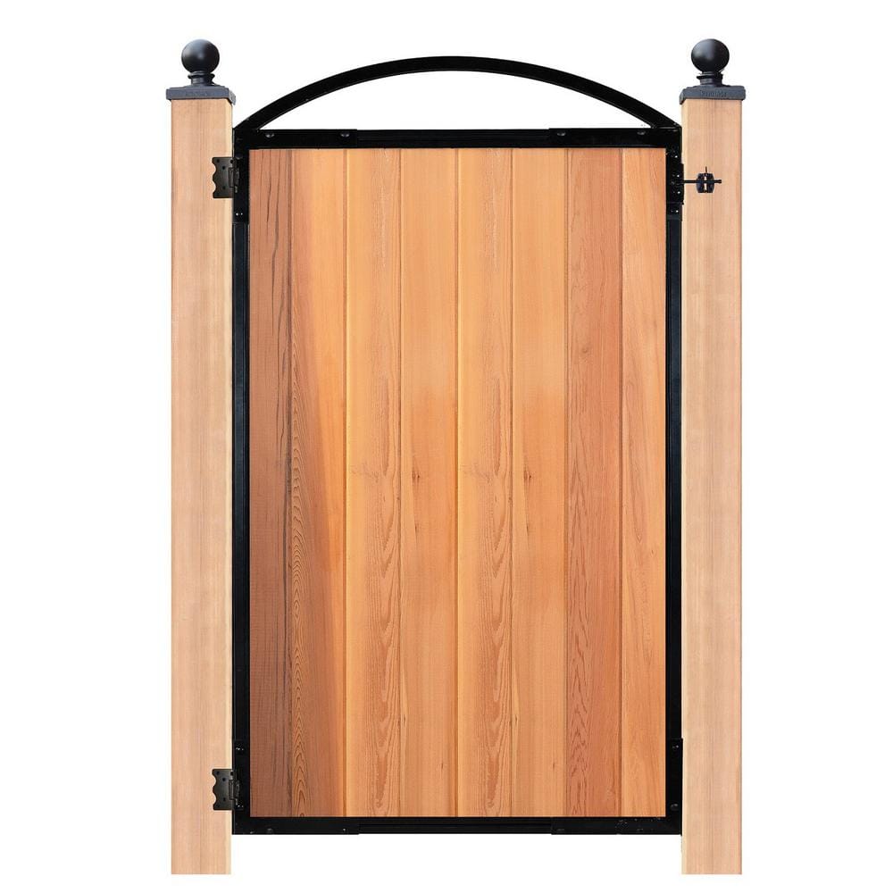 NUVO IRON EZ Install 8-Standard Fence Board Arched Pro Gate Frame with One 15 in. Dia Round Gate Insert