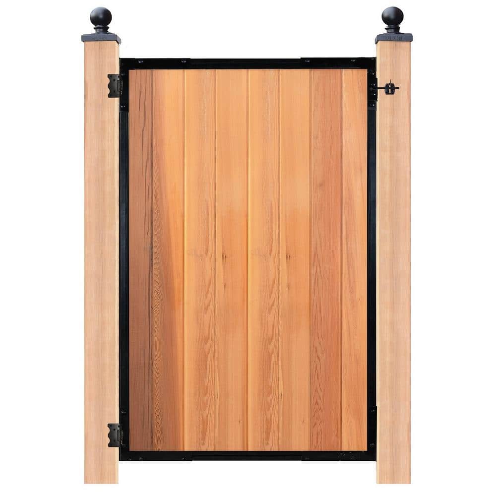 NUVO IRON EZ Install 8-Standard Fence Board Arched Pro Gate Frame with One 15 in. Dia Round Gate Insert