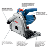 Bosch 6-1/2 in. 13 Amp Corded Track Saw with Plunge Action + Free 63 in. Aluminum Tracks and Carrying Bag