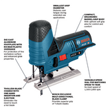 Bosch 12V Max Variable-Speed Barrel-Grip Jigsaw, Keyless T‑Shank, Bare Tool (JS120N)