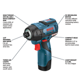 Bosch 12V Max 1/4-in Variable Speed Brushless Cordless Impact Driver Kit (PS42-02)