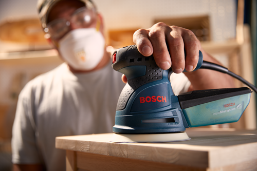 Bosch ROS20VSC 5 In. Random Orbit Palm Sander Kit with Microfilter Dust Canister