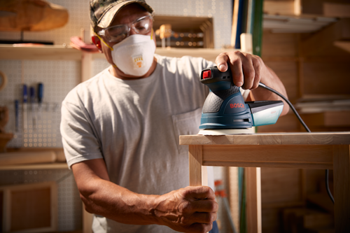 Bosch ROS20VSC 5 In. Random Orbit Palm Sander Kit with Microfilter Dust Canister
