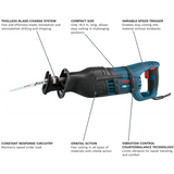 Bosch RS428 1-1/8 in. Variable Speed Corded Reciprocating Saw with Vibration Control, 14 Amp
