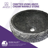 ANZZI Grahame Natural Stone Bathroom Vessel Sink, Mandy Black, 16.5 in. Dia x 5.5 in.
