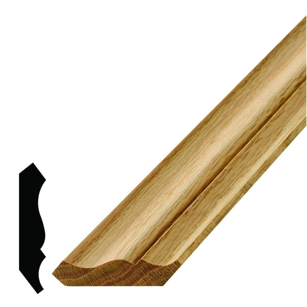 Alexandria Moulding 9/16 in. D x 3-1/4 in. W x 96 in. L Oak Crown Moulding Pack (6-Pack)