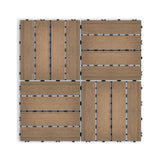 YOFE 1 ft. x 1 ft. DIY Outdoor Composite Wood-Plastic Interlocking Deck Tiles, Garage Floor Tiles in Oak Brown(11 Per Case)