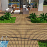 YOFE 1 ft. x 1 ft. DIY Outdoor Composite Wood-Plastic Interlocking Deck Tiles, Garage Floor Tiles in Oak Brown(11 Per Case)