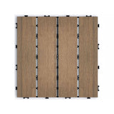 YOFE 1 ft. x 1 ft. DIY Outdoor Composite Wood-Plastic Interlocking Deck Tiles, Garage Floor Tiles in Oak Brown(11 Per Case)