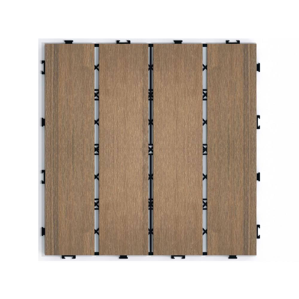 Tidoin Outdoor 1 ft. x 1 ft. Composite Deck Tile in Oak(11 Per Box)