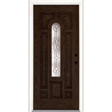37.5 in. x 81.625 in. Medina Zinc Center Arch Lite Stained Walnut Oak Left-Hand Inswing Fiberglass Prehung Front Door