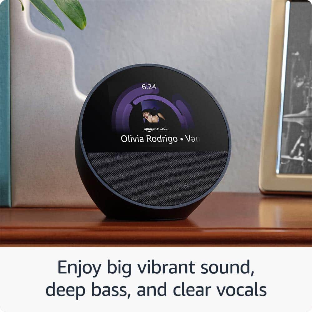 Amazon Echo Spot (2024 Release) Smart Alarm Clock with Vibrant Sound Plus Alexa, Ocean Blue