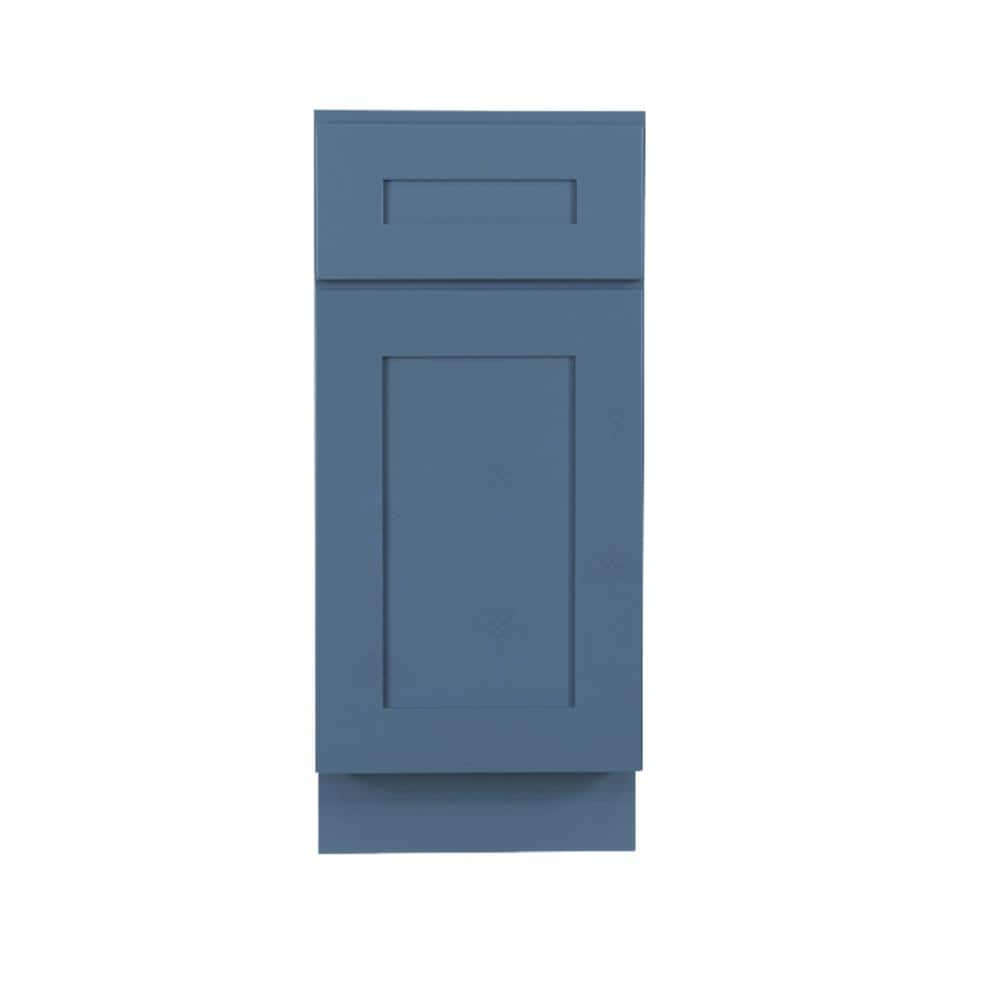 LIFEART CABINETRY Lancaster Blue Plywood Shaker Stock Assembled Base Kitchen Cabinet 15 in. W x 34.5 in. D H x 24 in. D