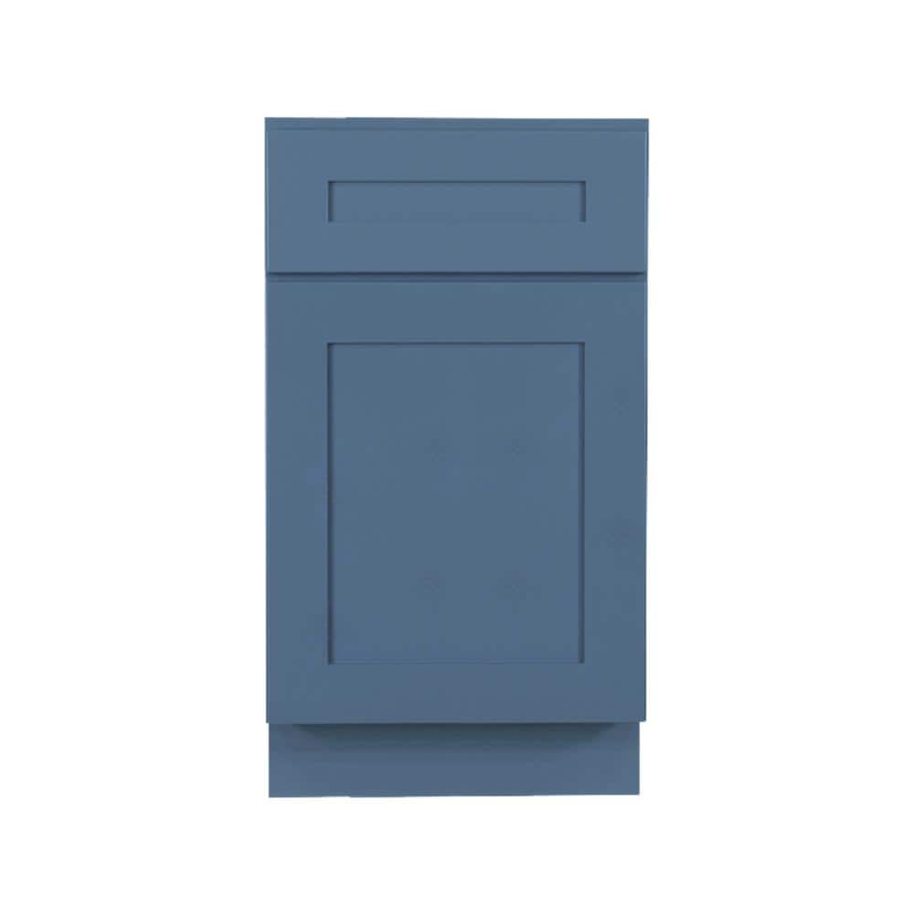 LIFEART CABINETRY Lancaster Blue Plywood Shaker Stock Assembled Base Kitchen Cabinet 18 in. W x 34.5 in. D H x 24 in. D