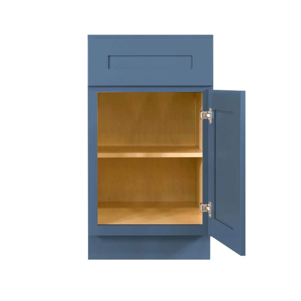 LIFEART CABINETRY Lancaster Blue Plywood Shaker Stock Assembled Base Kitchen Cabinet 18 in. W x 34.5 in. D H x 24 in. D