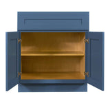 LIFEART CABINETRY Lancaster Blue Plywood Shaker Stock Assembled Base Kitchen Cabinet 27 in. W x 34.5 in. D H x 24 in. D