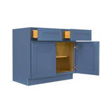 LIFEART CABINETRY Lancaster Blue Plywood Shaker Stock Assembled Base Kitchen Cabinet 39 in. W x 34.5 in. D H x 24 in. D