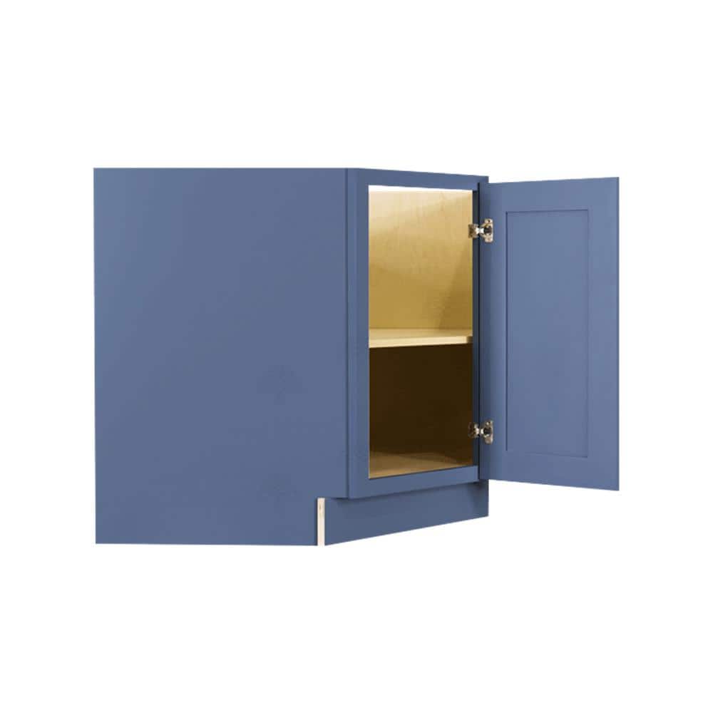 LIFEART CABINETRY Lancaster Blue Plywood Shaker Stock Assembled Base Corner Kitchen Cabinet (36 in. W x 34.5 in. H x 24 in. D)