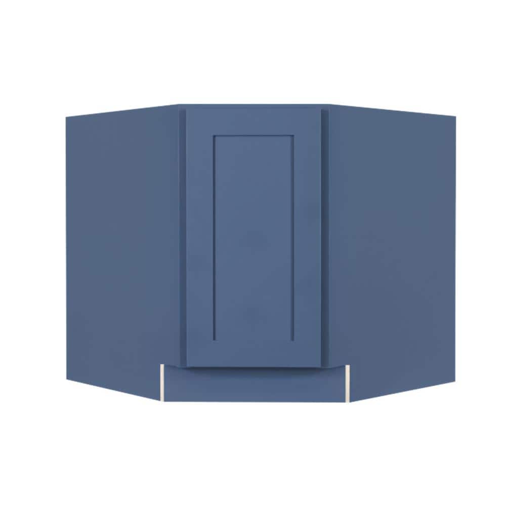 LIFEART CABINETRY Lancaster Blue Plywood Shaker Stock Assembled Base Corner Kitchen Cabinet (36 in. W x 34.5 in. H x 24 in. D)