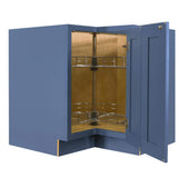 LIFEART CABINETRY Lancaster Blue Plywood Shaker Stock Assembled Lazy Susan Kitchen Cabinet (36 in. W x 34.5 in. H x 24 in. D)