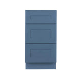LIFEART CABINETRY Lancaster Blue Plywood Shaker Stock Assembled 3-Drawer Base Kitchen Cabinet 12 in. W x 34.5 in. D H x 24 in. D