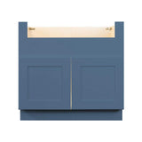 LIFEART CABINETRY Lancaster Blue Plywood Shaker Stock Assembled Farm Sink Base Kitchen Cabinet 36 in. W x 24 in. D x 34.5 in. H