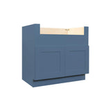 LIFEART CABINETRY Lancaster Blue Plywood Shaker Stock Assembled Farm Sink Base Kitchen Cabinet 36 in. W x 24 in. D x 34.5 in. H