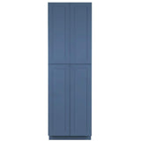 LIFEART CABINETRY Lancaster Blue Plywood Shaker Stock Assembled Tall Pantry Kitchen Cabinet 30 in. W x 84 in. D H x 27 in. D
