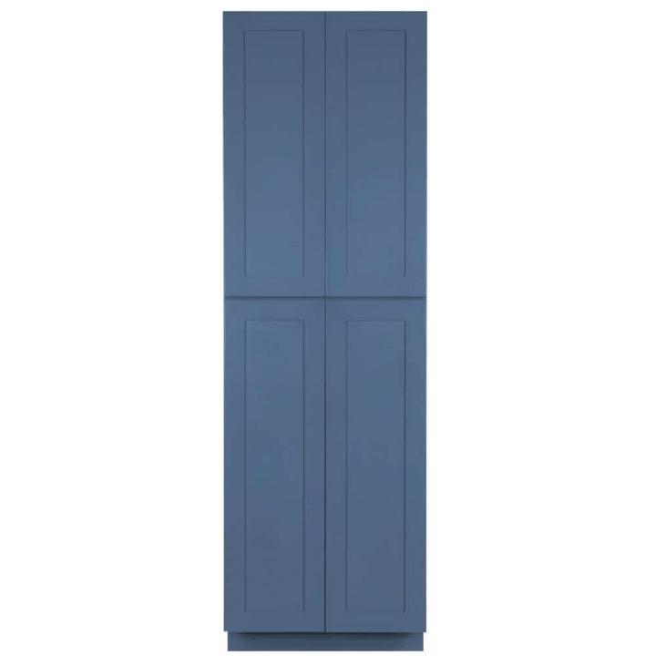 LIFEART CABINETRY Lancaster Blue Plywood Shaker Stock Assembled Tall Pantry Kitchen Cabinet 30 in. W x 84 in. D H x 27 in. D