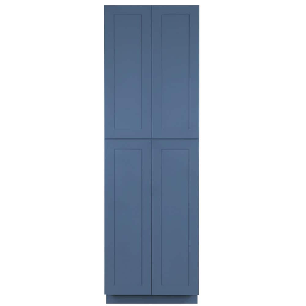 LIFEART CABINETRY Lancaster Blue Plywood Shaker Stock Assembled Tall Pantry Kitchen Cabinet 30 in. W x 96 in. D H x 27 in. D
