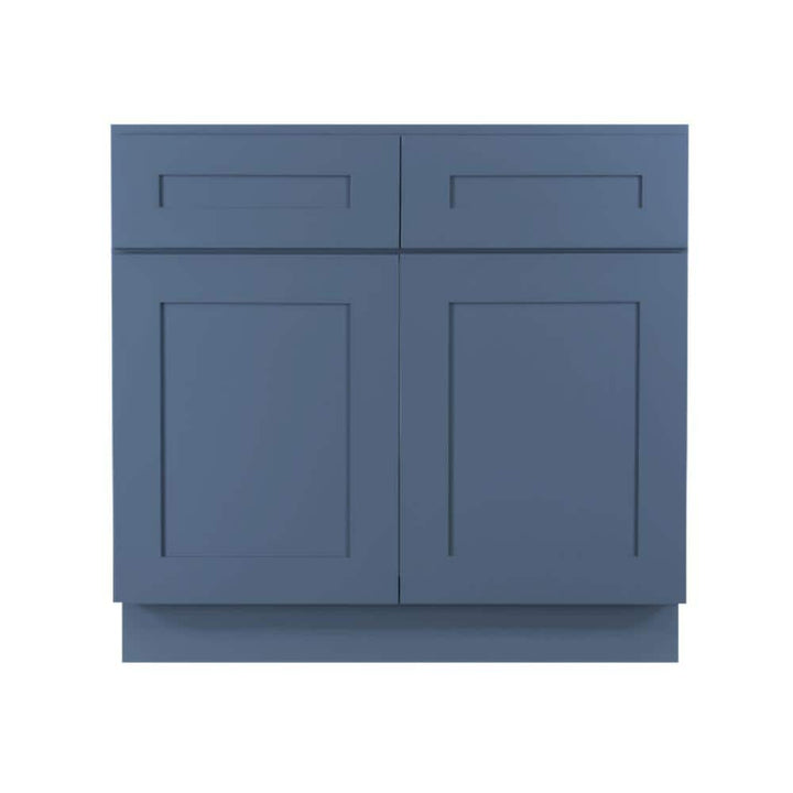 LIFEART CABINETRY Lancaster Blue Plywood Shaker Stock Assembled Sink Base Kitchen Cabinet with Soft Close Doors 42 in. W x 24 in. D